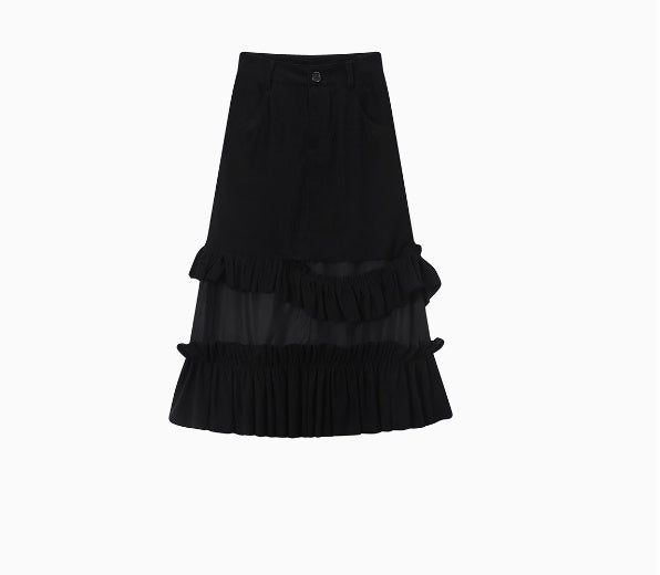 Corduroy A-Line Mid-Length Tiered Cake Skirt