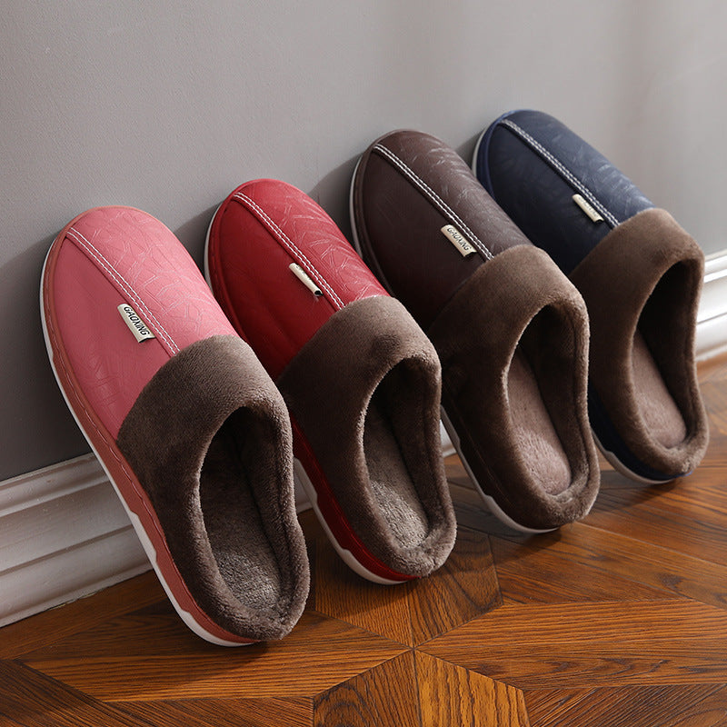 Women's Indoor Waterproof Thick-Soled Cotton Slippers