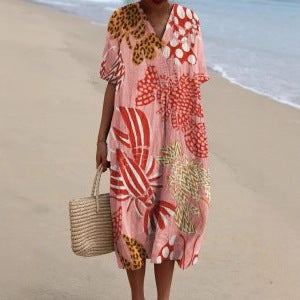 Summer Fashion V-neck Dress Women's Casual And Comfortable