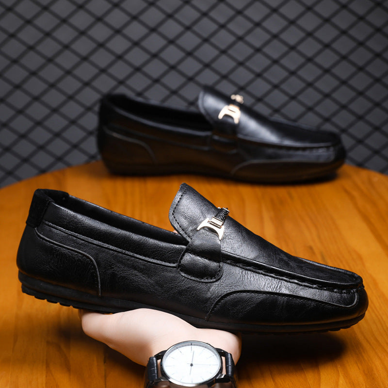 Summer Breathable Versatile Slip-on Lazy Casual British Leather Shoes