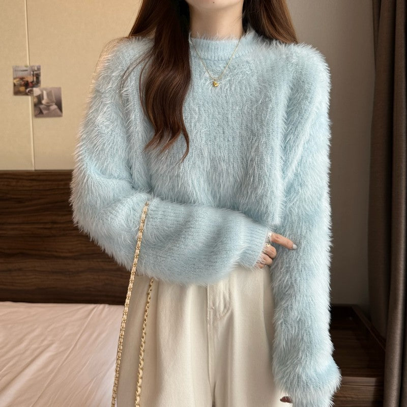 Women's Loose-Fit Mink-Like Wool Knitted Top