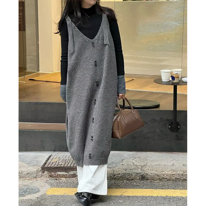 Autumn And Winter Pure Color Korean Fashion Casual Dress