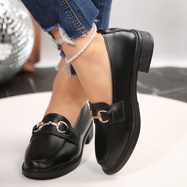 Women's Plus Size British Style Leather Loafers