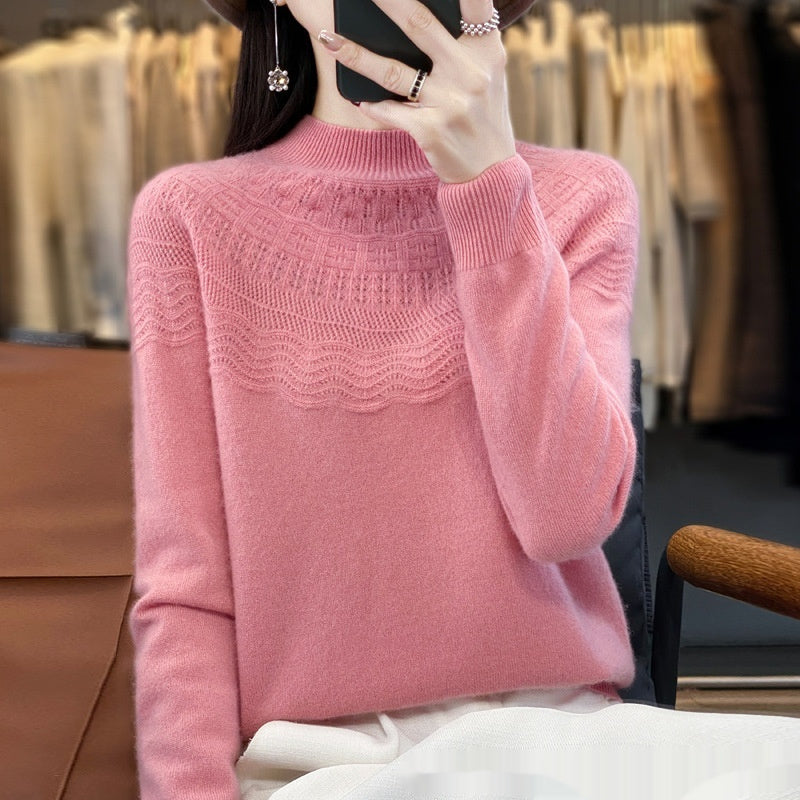 Slimming Half-Turtleneck Wool Knitted Bottoming Shirt