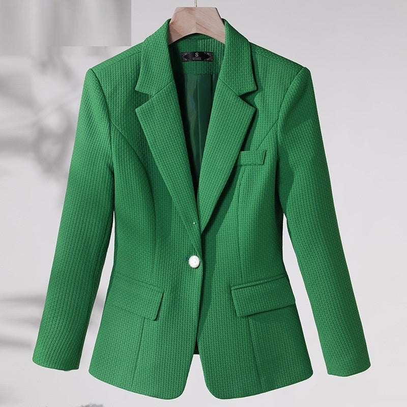 Women's Casual Solid-Colored Suit Jacket with Collar