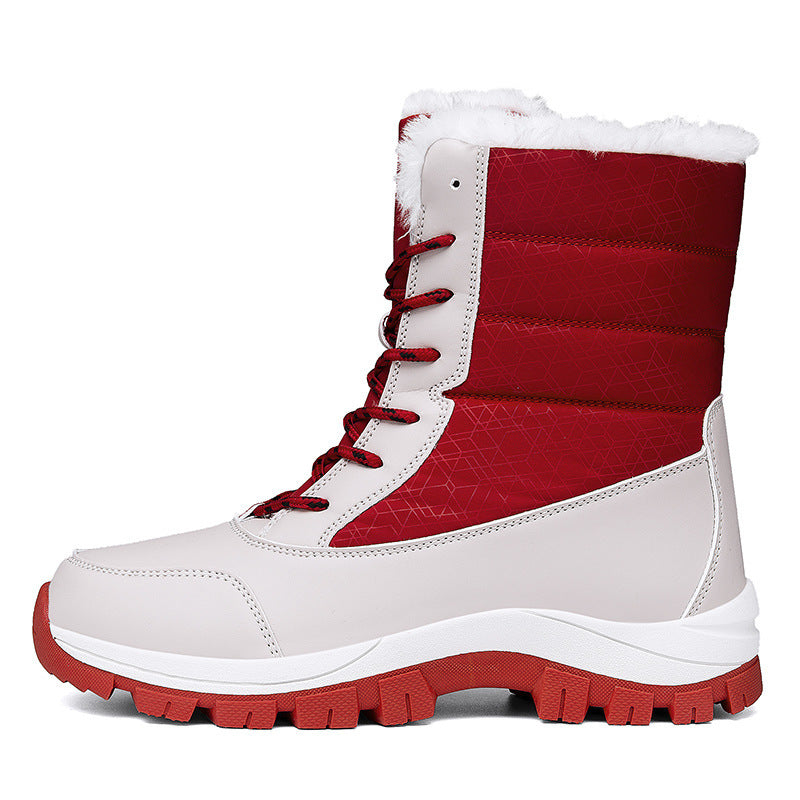 Velvet-Lined Warm Cotton Snow Boots - High Top Padded Winter Shoes