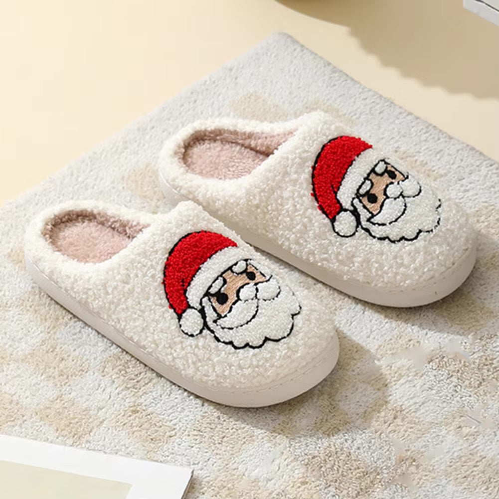 Christmas Reindeer Slippers for Women and Men – Cozy Fleece, Plush Slip-On, Non-Slip Wool-Lined