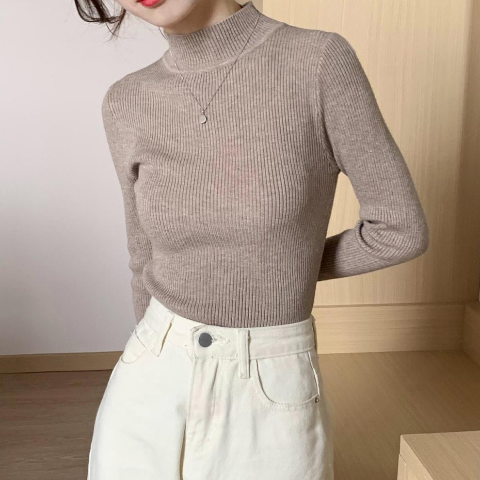 Women's Turtleneck Long-Sleeved Pullover Wool Base Shirt